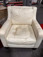 White Leather Chair / Needs some TLC But, Solid Leather Chair