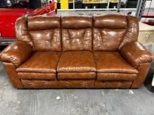 8' Baseball Glove Leather Couch / Reclining Couch Nice Leather