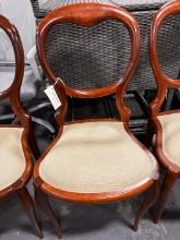 Antique Chairs W/ Solid Wood Base & Fabric Seats / Vintage Chairs