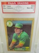 Jose Canseco Oakland A's 1987 Topps ROOKIE Trophy #620 graded PAAS Near Mint 8