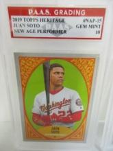 Juan Soto Nationals 2019 Topps Heritage New Age Performer #NAP-15 graded PAAS Gem Mint 10