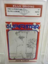 Hank Aaron Braves 1982 Superstar #57 graded PAAS Mint 8.5