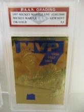 Mickey Mantle 1997 Mickey Mantle Entertainment 23K Gold #2402/5000 graded PAAS Gem Mint 9.5