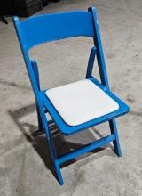 Chair Wood Folding Blue W/ Pad