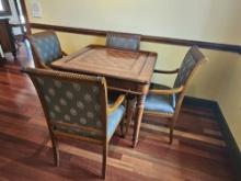 42" x 42" Wood Chess Board Table with Four Chairs and Pull-out Cup Holder