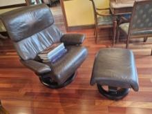 Reclining Leather Chair with Matching Ottoman