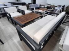 Addison, a 4 Piece Outdoor Pato Furniture Set with a 3 Seater Sofa, (2) Arm Side Chairs and a Teak C