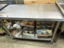 48â€� x 24â€� all stainless-steel table with stainless steel legs and stainless steel under shelf