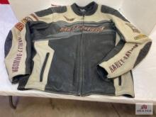 Harley Davidson motorcycle Grey and Black Leather Jacket 2XL