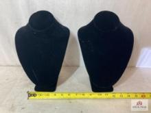 2 Large Black Velvet Necklace Stands