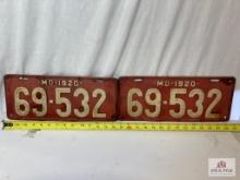 1920 "Maryland 69-532" Pair Porcelain License Plates