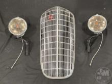 1936 BUICK GRILLE WITH EMBLEM, TRIPLE SAFETY LIGHTS
