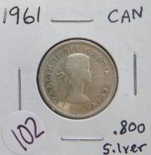 1961- Canada Silver Quarter