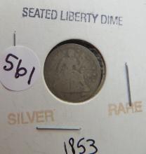 1853- Seated Liberty Dime