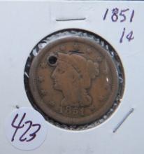 1851-P Braided Hair Liberty Head Large Cent