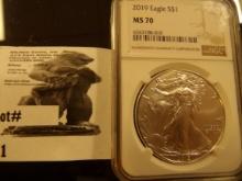 2019 Silver American Eagle One Dollar .999 Fine Silver One Ounce NGC slabbed MS70.