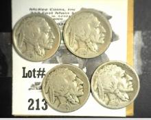 (2) 1920 S & (2) 1923 S Good Buffalo Nickels with readable dates.