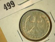 1926A Germany 1-Reichsmarks AU. K&M44.