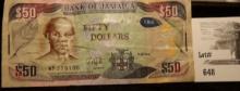 $50.00 Series 2018 Bank of Jamaica Note VF.