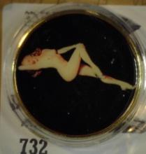 Marilyn Monroe Nude on black background Medal, Encapsulated.