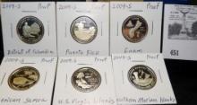 2009 S Six-piece Trust Territories Proof Quarter Set, all carded.