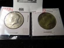 1973 D & 74 D Kennedy Half Dollars.
