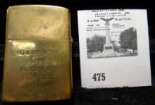 Vulcan Cigarette Lighter. "HQ & SVC BTRY/529th/FA CBSR BN/Fort Sill,/Oklahoma".