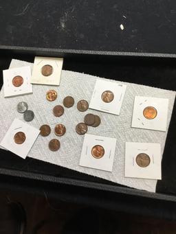Group of 17 Lincoln wheat pennies some uncirculated 1940s and 50s