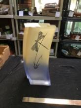 very large and heavy glass vase with hand-painted swamp flies on site