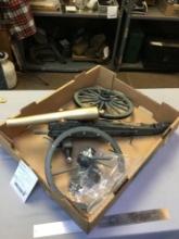 very large Civil War canon model with damage wheel