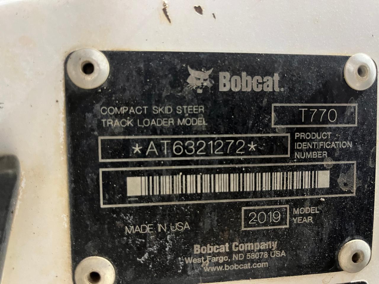2019 Bobcat T770 Skid Steer Loader