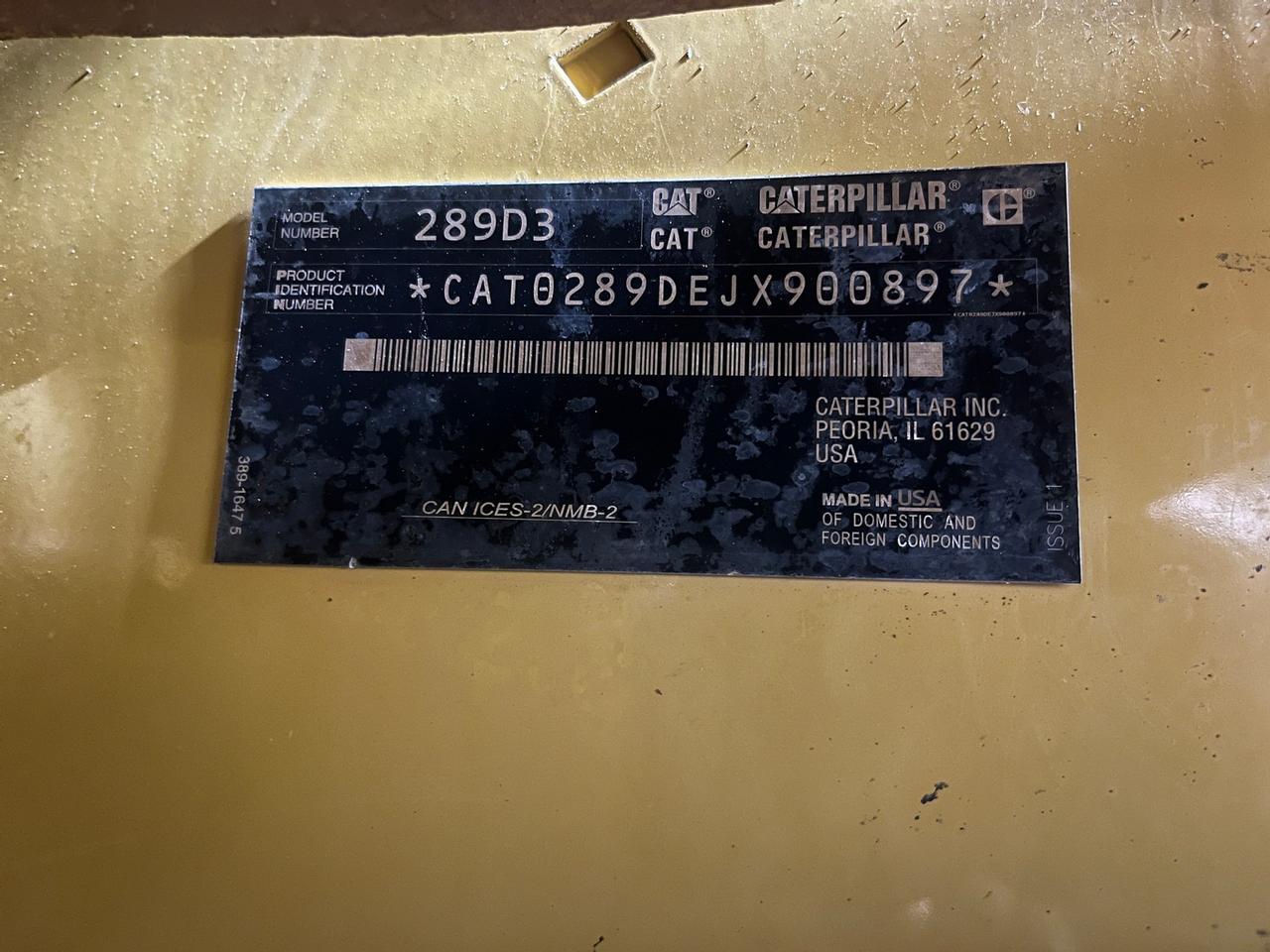 2019 Caterpillar 289D3 Skid Steer Loader
