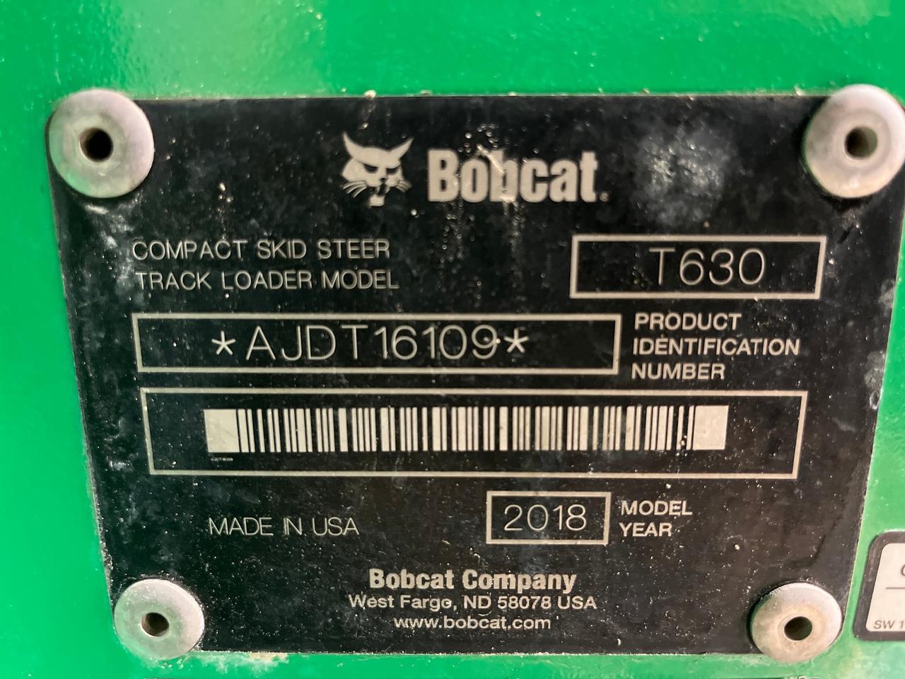 2018 Bobcat T630 Skid Steer Loader