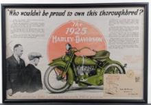 Framed 1925 Harley-Davidson Advertising Poster