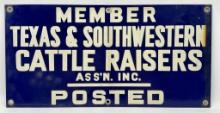 Vintage SSP Texas & Southwest Cattle Raisers Sign