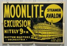 1950s Avalon Steamer Moonlight Excursion Poster