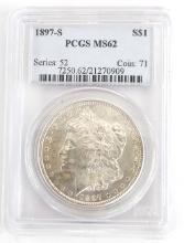 1897-S U.S. Morgan Silver Dollar PCGS MS 62