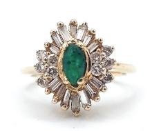 14K Yellow Gold Emerald & .50 CTTW Diamond Ring