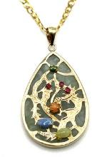 14K Yellow Gold Chain with Jade Pendant