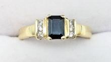Ladies 14K Yellow Gold Sapphire & Diamond Ring