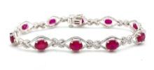 Sterling Silver 6.01ct Ruby & Diamond Bracelet