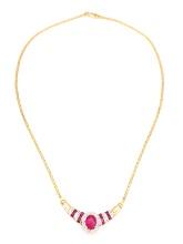 Sterling Silver 4.12ct Ruby & Diamond Necklace