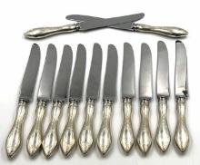 Sterling Silver Steiff Table Knives, Set of 12.