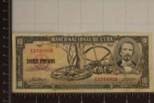 1956 CUBA 10 PESO BILL