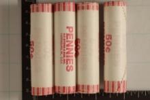 4 SOLID DATE 50 CENT ROLLS OF 2004 LINCOLN CENTS