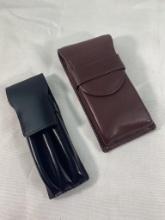 PAIR OF LEATHER FOUNTAIN PEN CASES