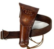 VINTAGE US MILITARY FLAP LEATHER HOLSTER BROWN