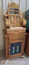 BRASS CASH REGISTER W/STAND  **NO SHIPPING AVAILABLE**