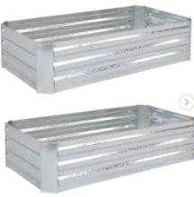 (2) Sunnydaze Decor 48 in. Silver Rectangular Galvanized Steel Raised Beds (2-Pack)