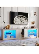 70 in. Wash White TV Stand Fits TV's Up to 75 in. LED Entertainment Center with Adjustable Shelves